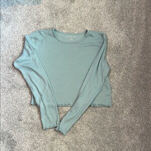 American Girl Green Fitted Crop Long Sleeve Sweatshirt